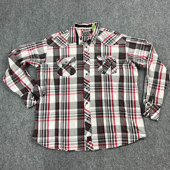 Panhandle Slim Other - Panhandle Slim Shirt Adult Extra Large Red Black Pearl Snap Western Mens *